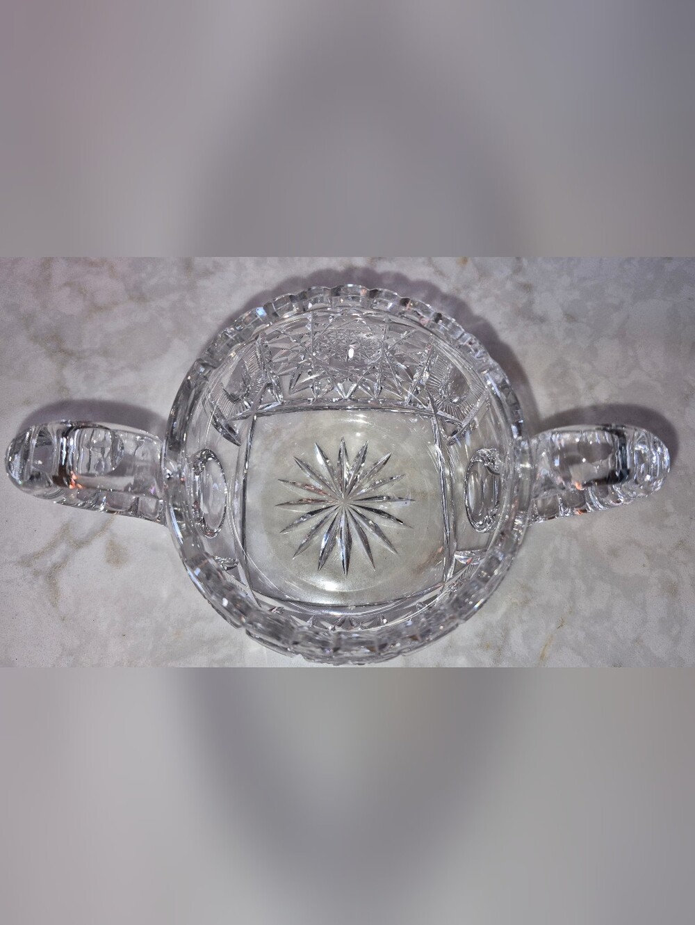 Antique American Brilliant Period (ABP) Cut Crystal Double-handled sugar bowl - Picture 5 of 6